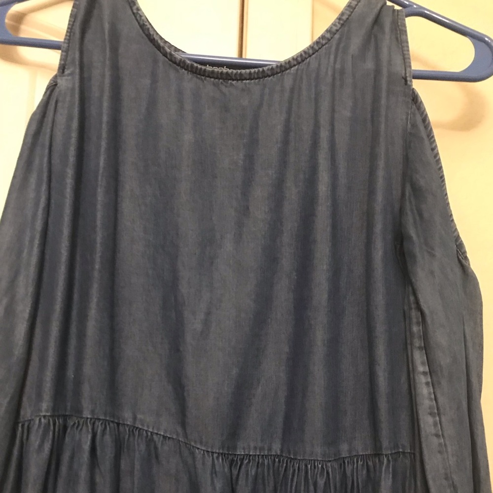 Cut out shoulder denim dress